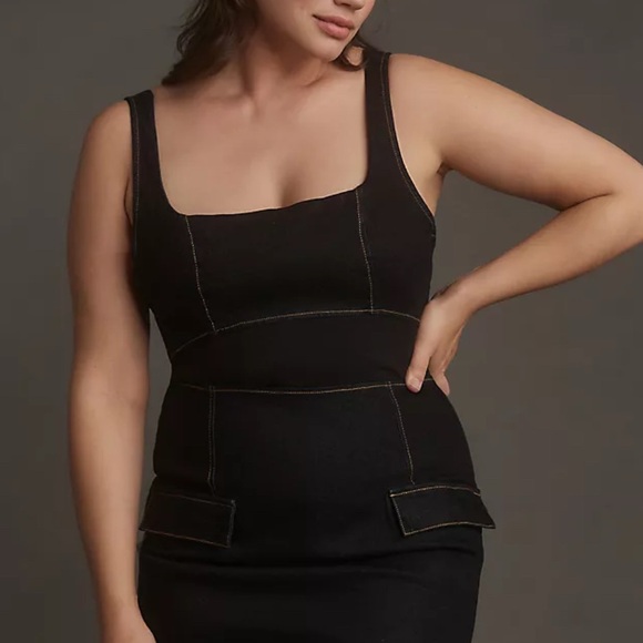 Anthropologie Dresses & Skirts - By Anthropologie Sleeveless Square-Neck Slim Knit Mini Dress dark Denim size 14